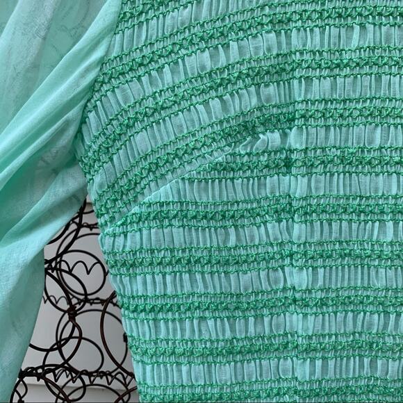 Vintage seersucker sheer sleeve mint dress - Picture 6 of 11